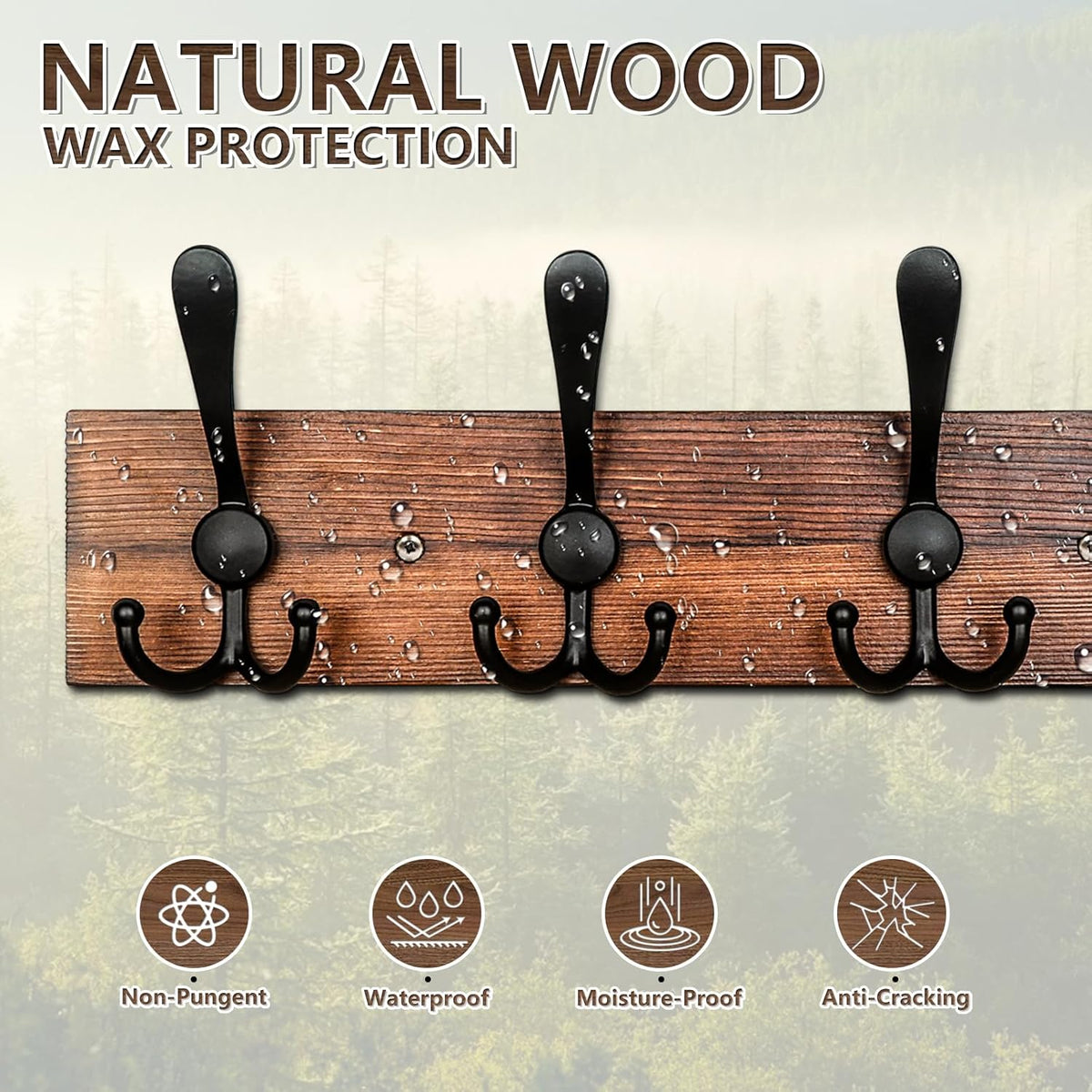IBosins Wall Mounted Coat Rack, 31-2/5'' Long, Entryway Hanging Rack, Metal Wood Coat Hooks Rack
