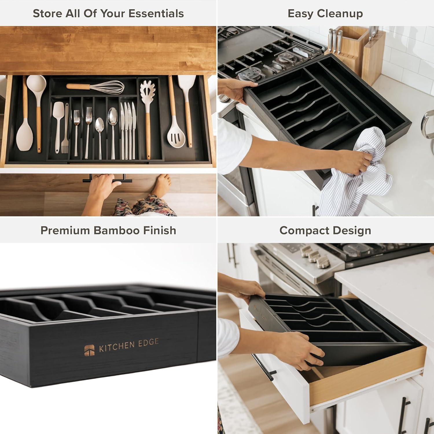 Premium Silverware, Flatware and Utensil Organizer for Kitchen Drawers, Food-Safe Contract Grade