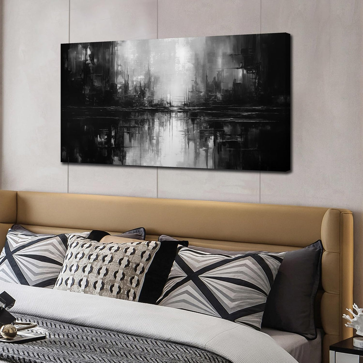 Abstract Wall Pictures for Living Room,Black Art Paintings for Wall Office Wall Art Bedroom Wall