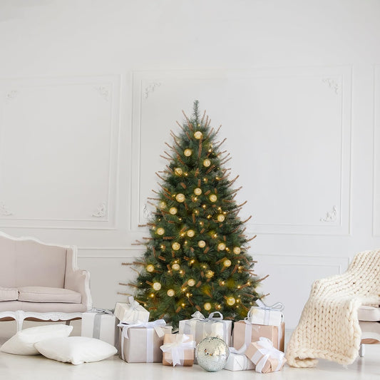 Selena 4.5ft Prelit Artificial Christmas Tree with 373 Branch Tips, 130 Warm Lights and Metal
