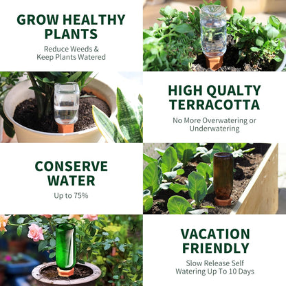 Wine Bottle Watering Spikes, Terracotta Watering Spikes for Out | Indoor Plants, Self Watering