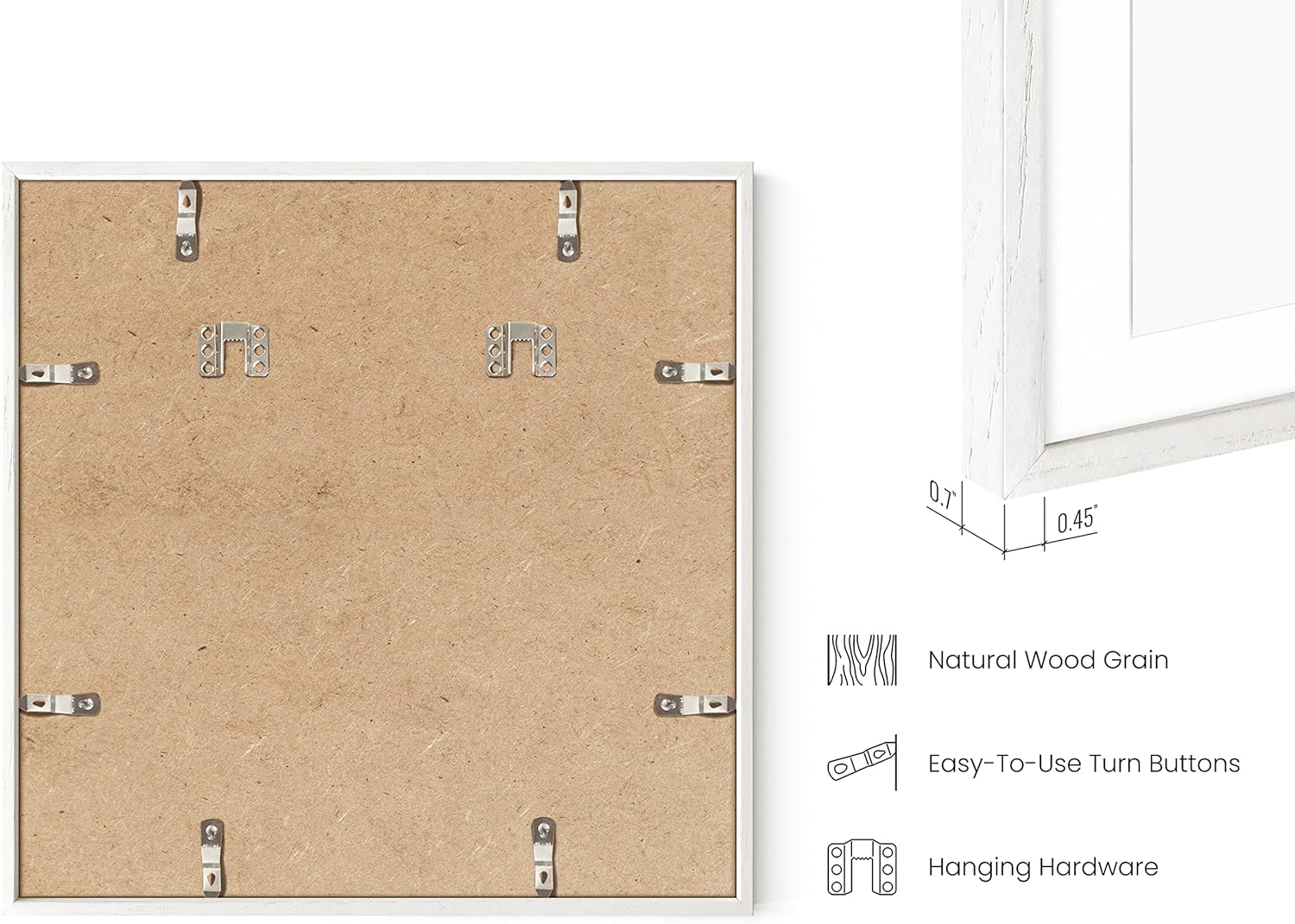 HAUS AND HUES Solid Oak Wood 16â€x16â€ Picture Frames Matted to 12â€x12â€ Set of 3-16x16 Square