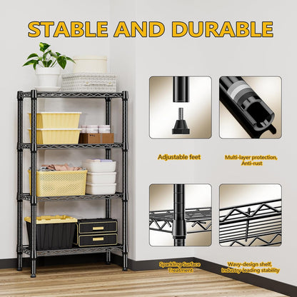 1000 lbs 4 Tier Shelf Metal Storage Shelves Wire Rack Closet Organizers for Garage Kitchen Bathroom