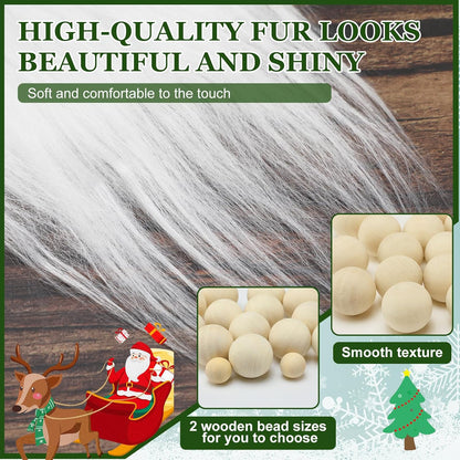 60 Pcs Gnomes Beard Sets Faux Fur Pre Cut Gnomes Beard Foam Cone Foam Handmade Wood Balls for