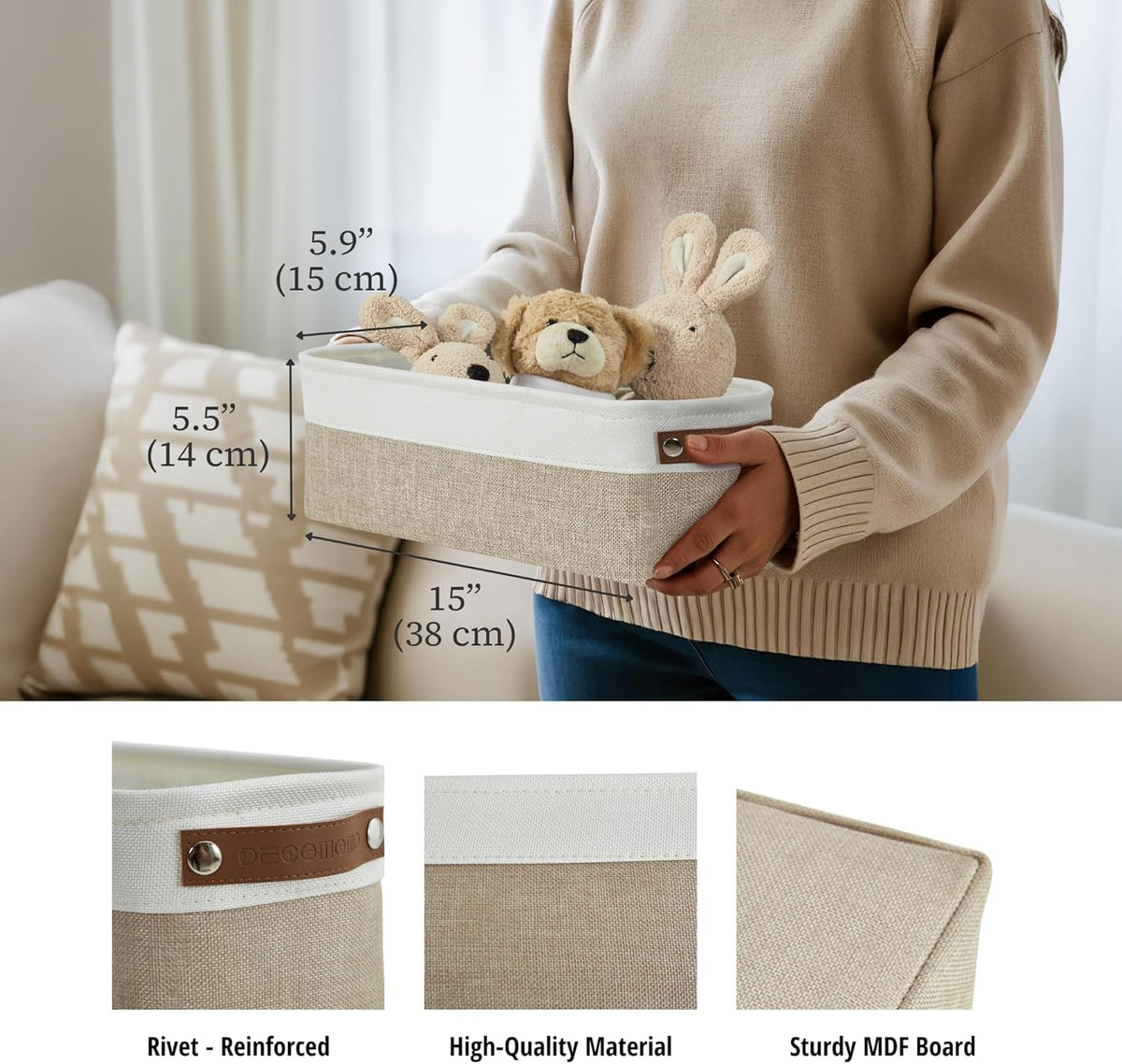 DECOMOMO Narrow Storage Bins Small Baskets for Organizing Bathroom, Toilet Tank, Towel Storage