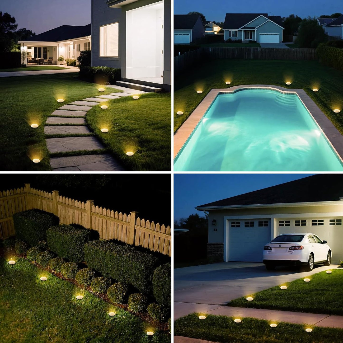 Mini Solar Ground Lights, 4 Pack Solar Lights Outdoor Waterproof, Upgraded LED Flat Landscape