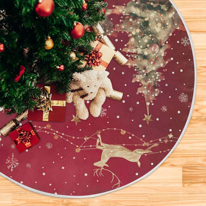 Christmas Tree Skirt, 36 Inch Christmas Trees Reindeer Xmas Tree Skirt for Christmas New Year Party