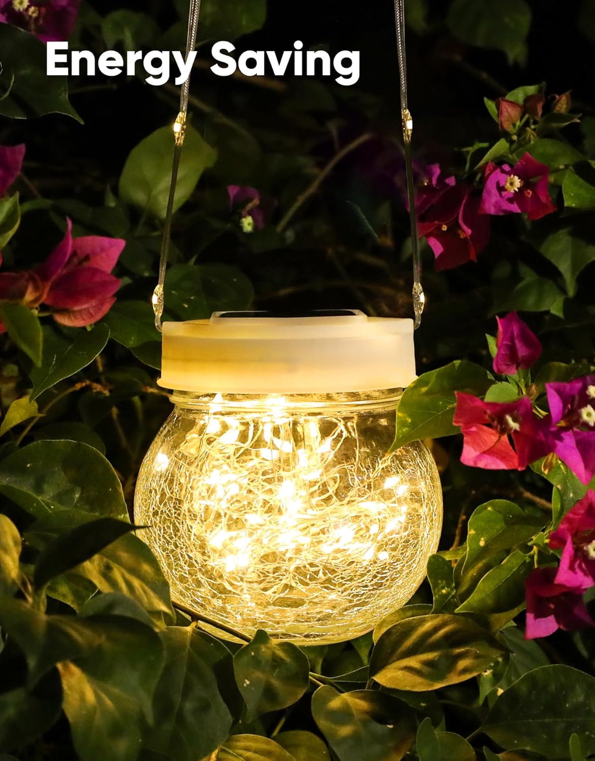 Solar Lantern Solar Lights Outdoor Waterproof 6-Pack, Solar Powered Hanging Lights Cracked Glass