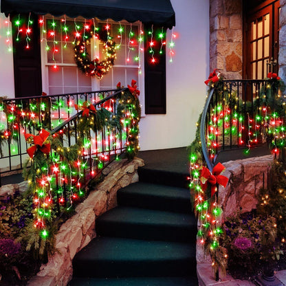 66ft Icicle Lights for Outside, Red and Green Christmas Lights Outdoor Indoor, 640 LED Twinkle