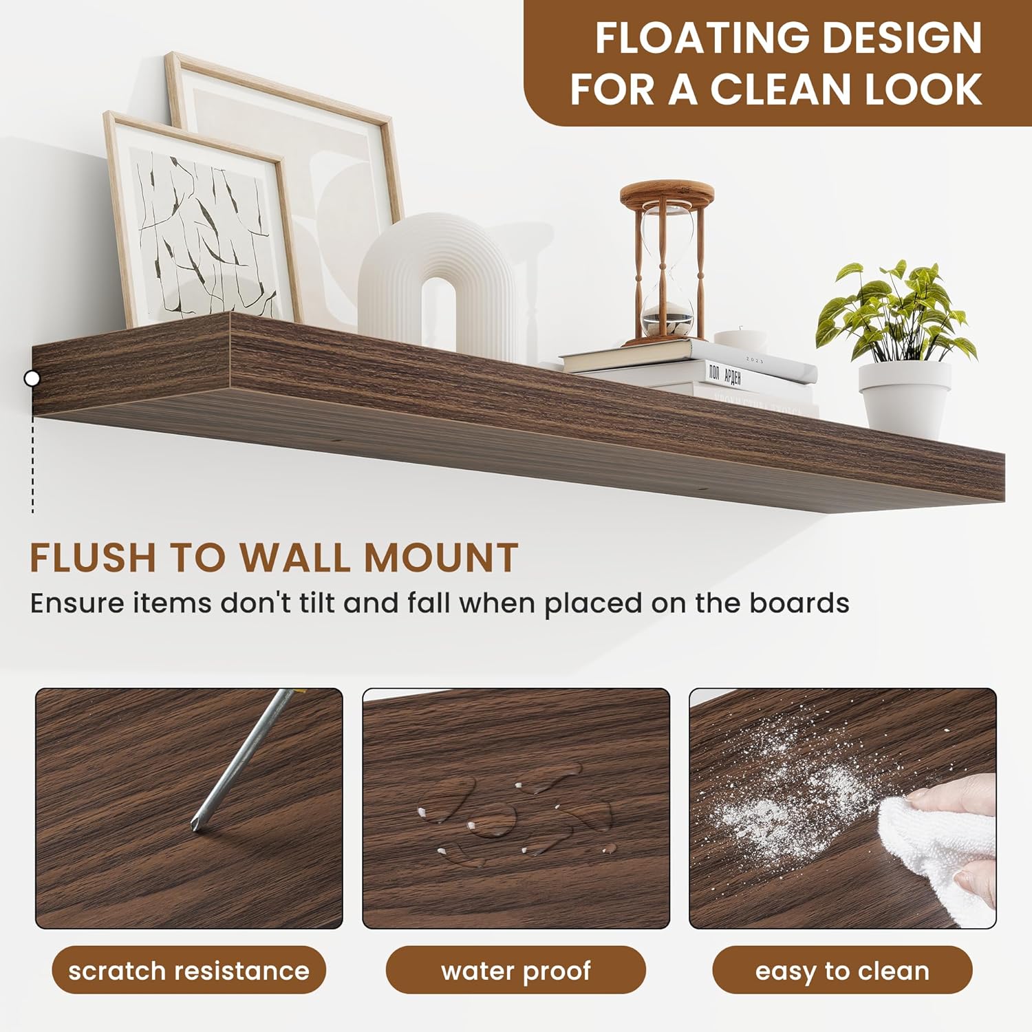 fuqing Floating Shelves for Wall, Bathroom Shelf Wall Mounted for Storage, Shelves with Invisible