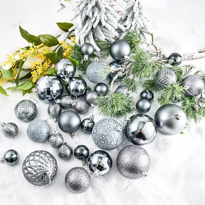 LANGXUN 36pcs Gery Christmas Tree Decorations Balls, Bolas De Navidad, 2025 Christmas Decor, Indoor