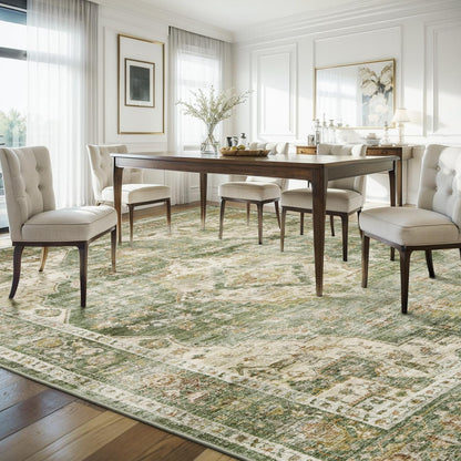 AMOAMI-Area Rug 8X10 Rugs for Living Room-Vintage Soft Green Rugs for Bedroom-Non Slip