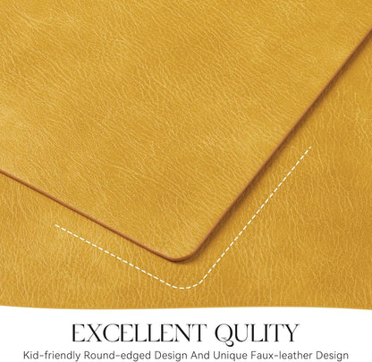 MOSAYT Vinyl Placemats Set of 4-12 X 17 Inch - Faux Leather 100% Waterproof Oil-Proof Wipeable PU