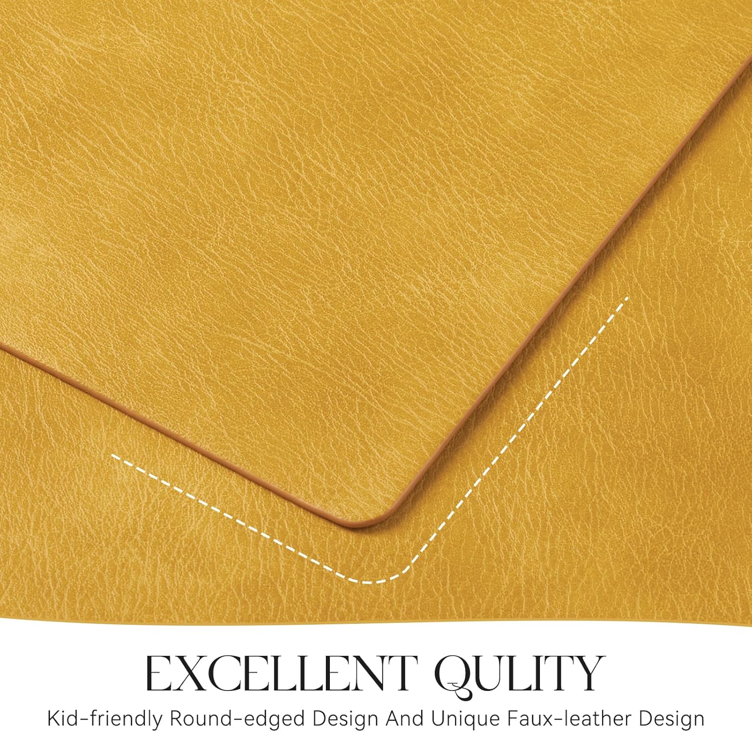 MOSAYT Vinyl Placemats Set of 8-12 X 17 Inch - Faux Leather 100% Waterproof Oil-Proof Wipeable PU