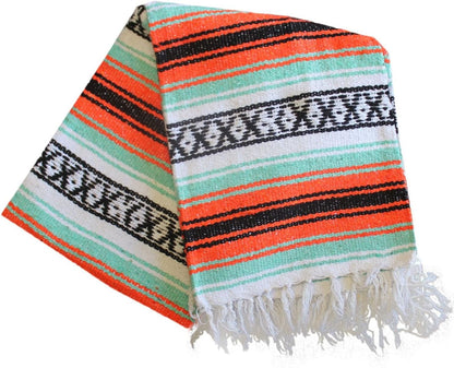 Del Mex Classic Mexican Blanket, Large Authentic Woven Falsa Throw (70"x50"), Artisan Southwest