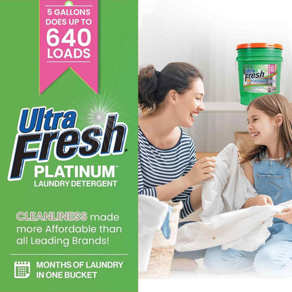 Ultra Fresh 3X Platinum Liquid Laundry Detergent with Fabric Softener, Green - Deep Cleaning Power
