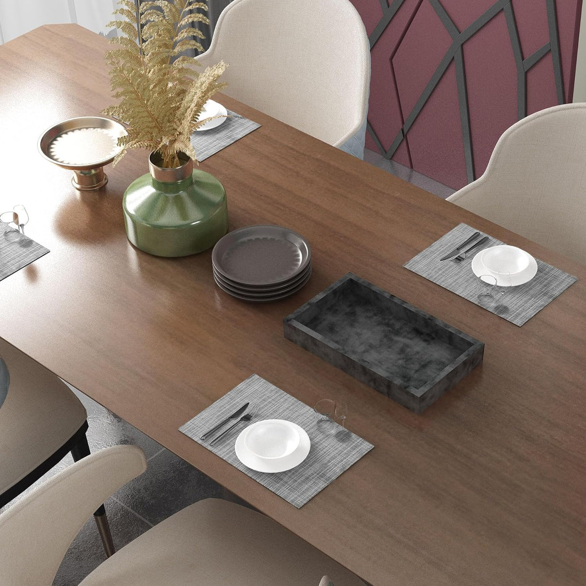 CADONO Placemats Set of 4 Washable Indoor/Outdoor Vinyl Place Mats for Dining Table Durable
