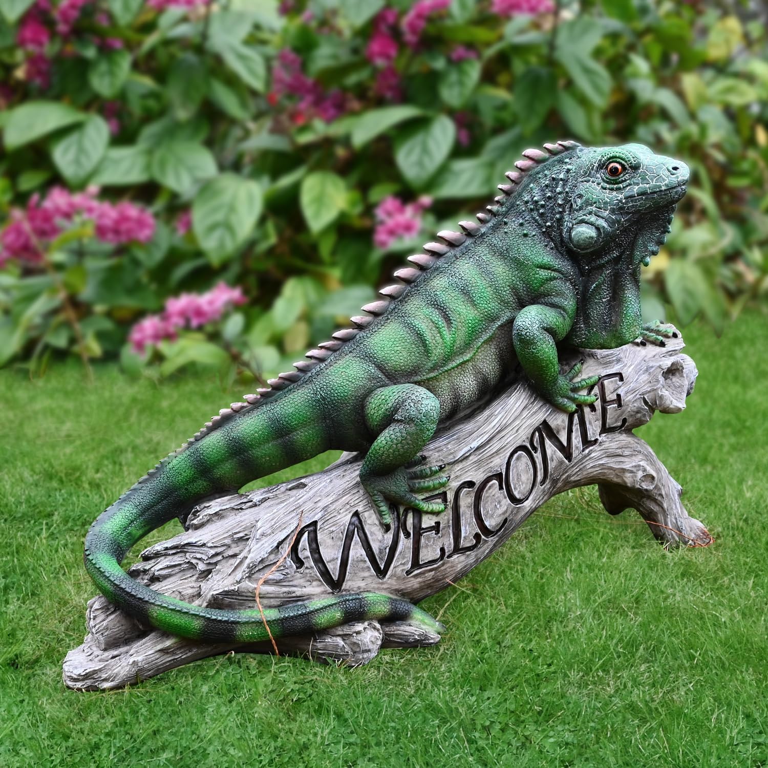 Chameleon Figurine Lizard Garden Decor: Big Iguana Figure Outdoor Statue Resin Yard Decoration