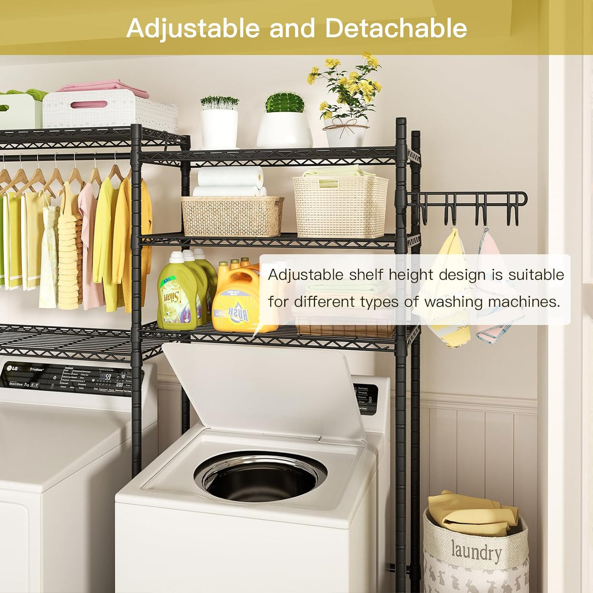 Ulif U5 Over the Washer and Dryer Storage Shelf, Laundry Room Space Saver Bathroom Storage and