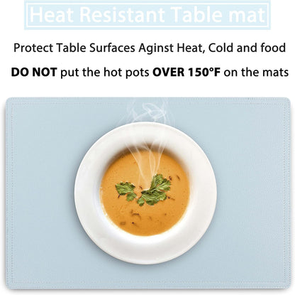 Set of 8 Faux Leather Placemats, PU Table Mats, Waterproof, Stain Resistant, Heat Resistant