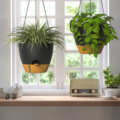ZMTECH 12 Inch Hanging Planters for Indoor Outdoor Plants, 2 Pack Self Watering Hanging Plant Pots