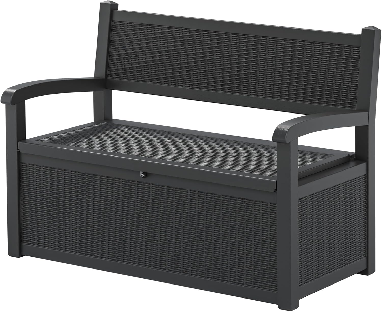 70 Gallon Storage Bench Deck Box for Patio Furniture with Armrest Bench Outdoor Storage