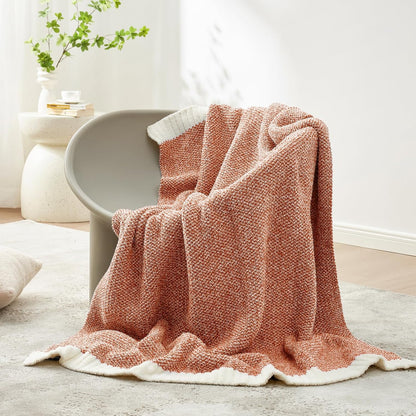 Snuggle Sac Orange Throw Blanket for Fall, Ultra Soft Warm Fall Blanket for Couch, Cozy Fuzzy Knit