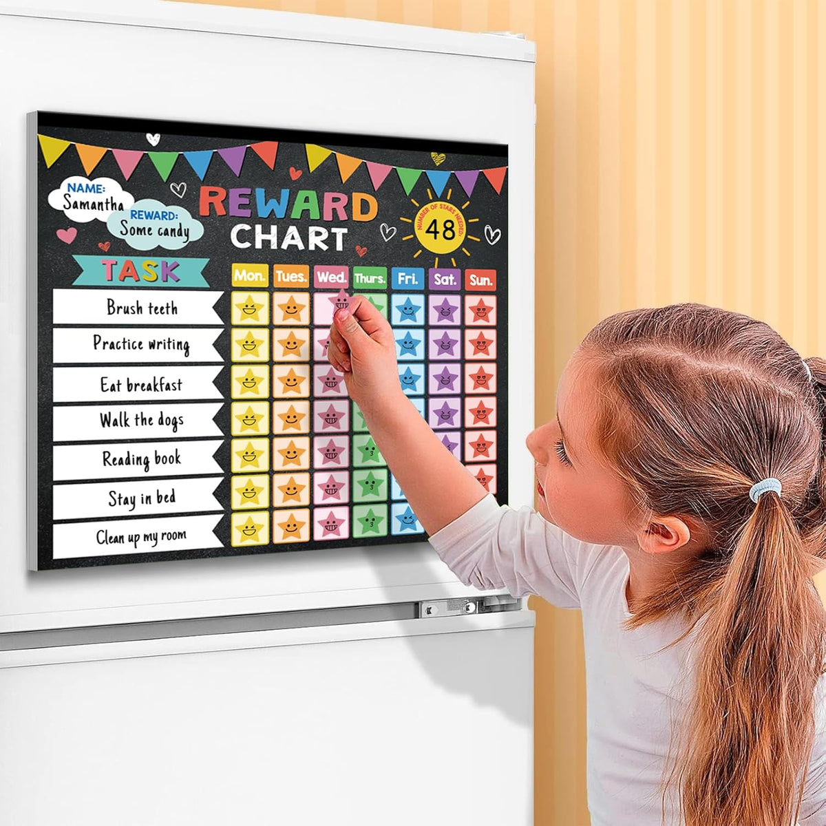 Reward Chart for Kids,Magnetic Behavior Chore Chart for Kids at Home,26 Black Chore Charts,1960