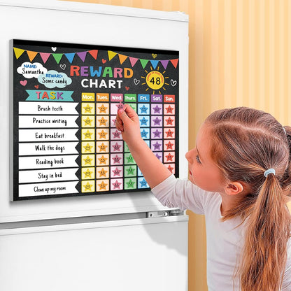 Reward Chart for Kids,Magnetic Behavior Chore Chart for Kids at Home,26 Black Chore Charts,1960