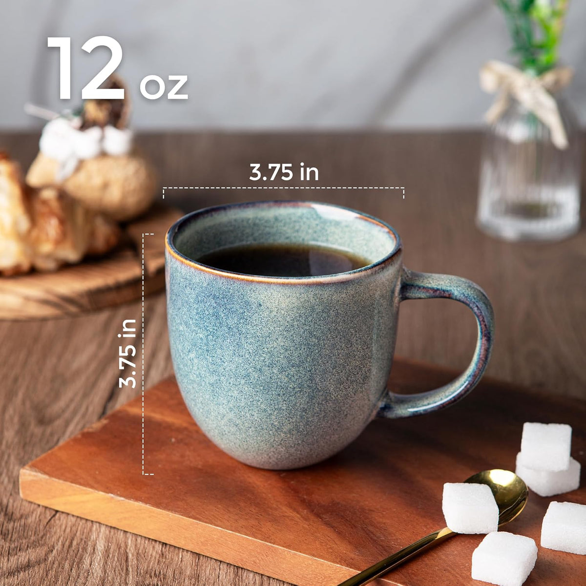 AmorArc 12oz Coffee Mugs, Ceramic Coffee Mugs set of 6 for Man, Woman, Dad, Mom, Modern Coffee Mugs