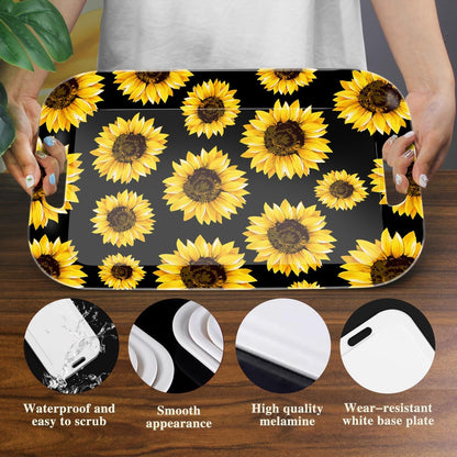 Serving Trays with Handles, 14.5 x 9.8 inch Rectangular Plastic Tray for Restaurant, Kitchen