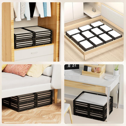 Bamboo Under Bed Storage Containers- Underbed Organizer with Wheels with Large Dust Bag,Sturdy Wood