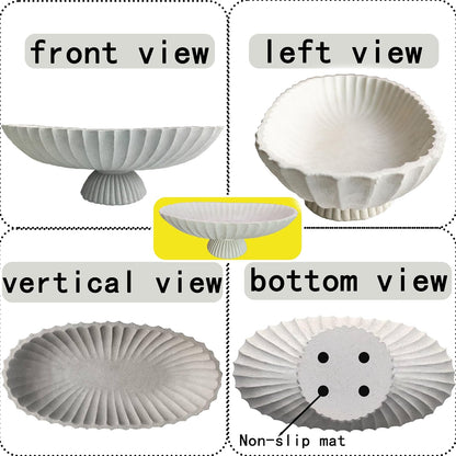 14.5" Large Decorative Long Bowl decor - Fluted Scalloped Decorative Bowls for Home Decor - Ruffle
