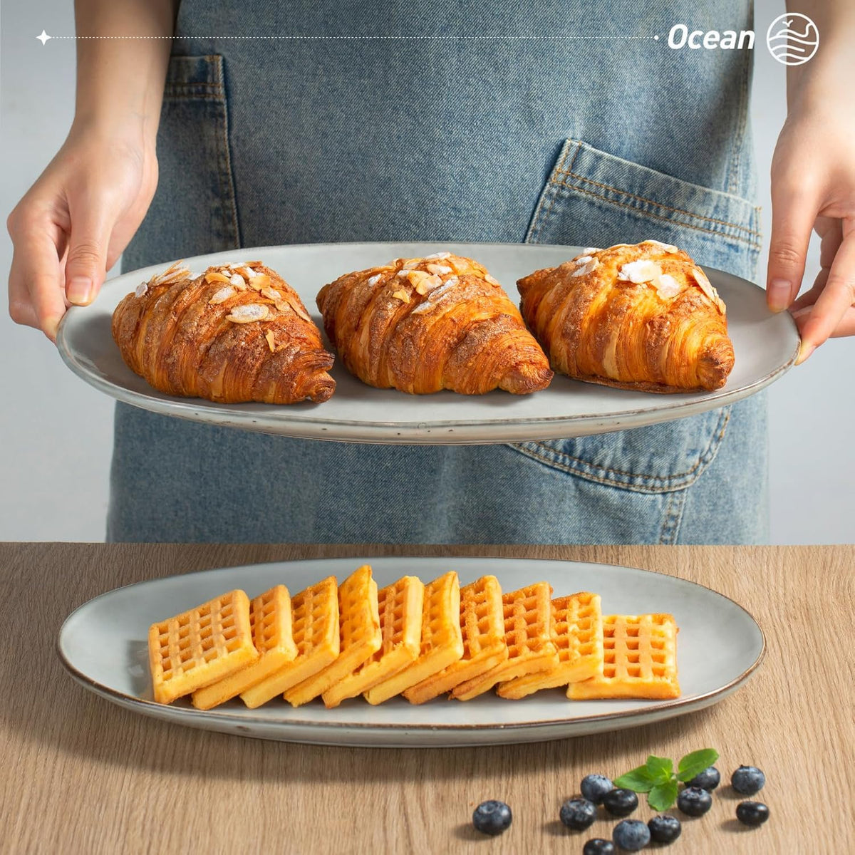 famiware Serving Platter, Oval 15.59/14.3/12.9inch Serving Dishes for Entertaining, Serving Bowls