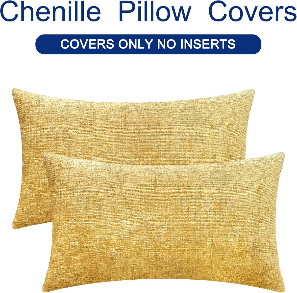 CaliTime Throw Pillow Covers Decorative 12 X 20 Inches Pack of 2 Cozy Chenille Cushion Cases for