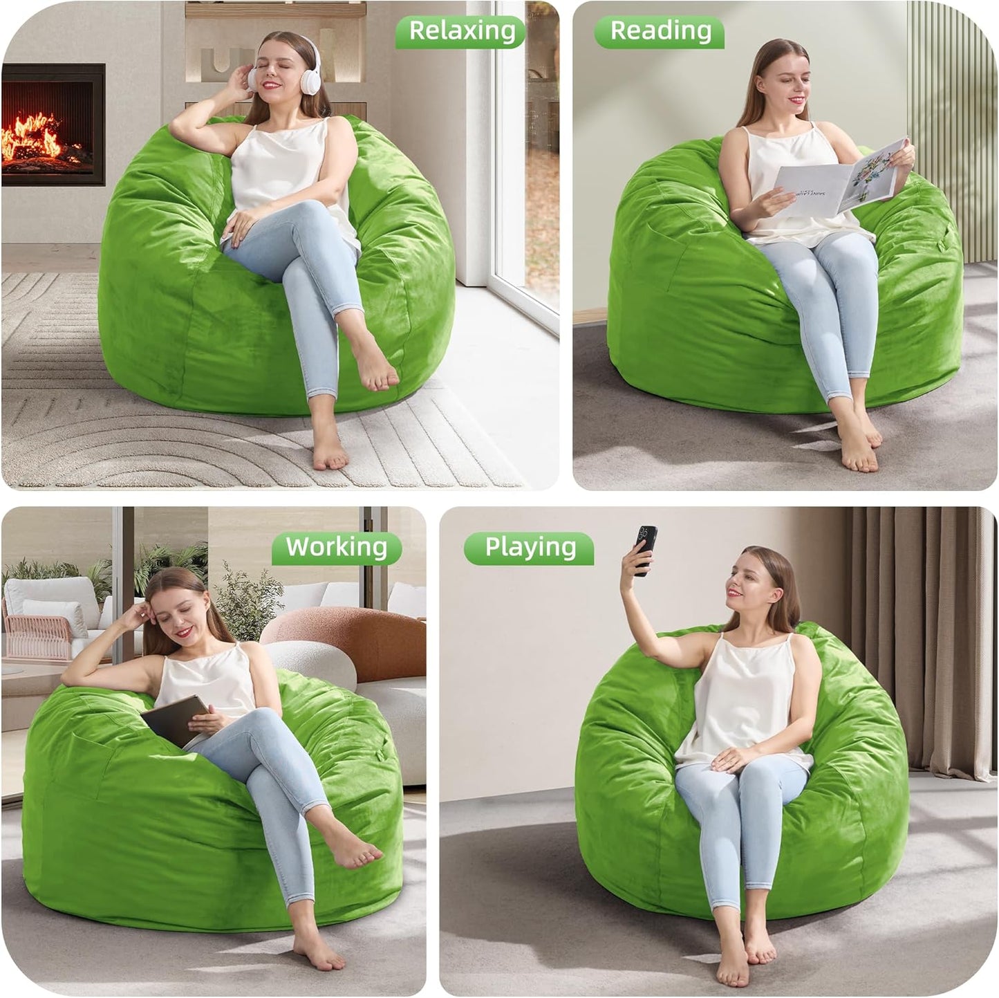 Hobestluk 3FT Bean Bag Chair Giant Bean Bag Chairs for Adults Large Bean Chairs with Removable