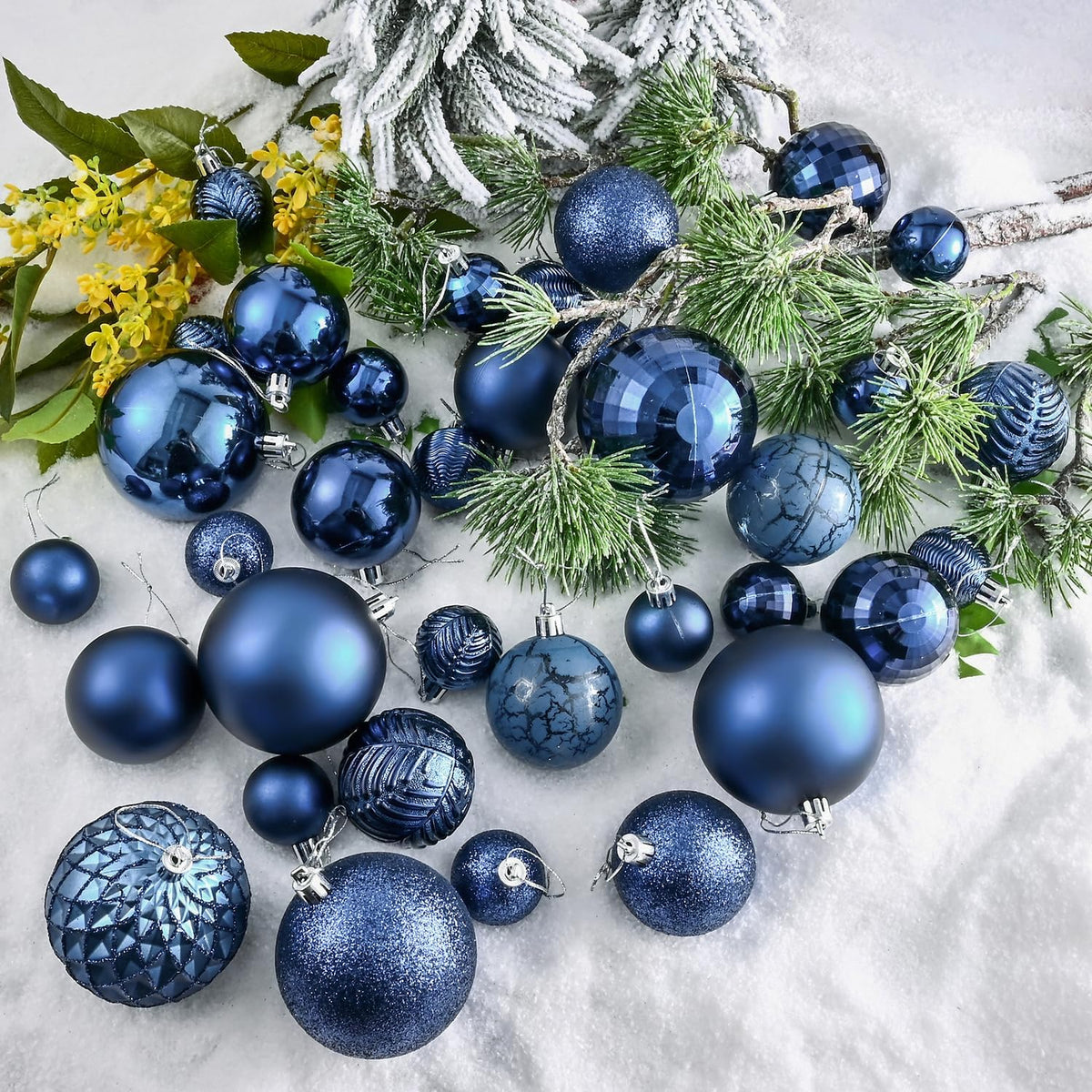 LANGXUN 36pcs Midnight Blue Christmas Tree Decorations Balls, Bolas De Navidad, 2025 Christmas