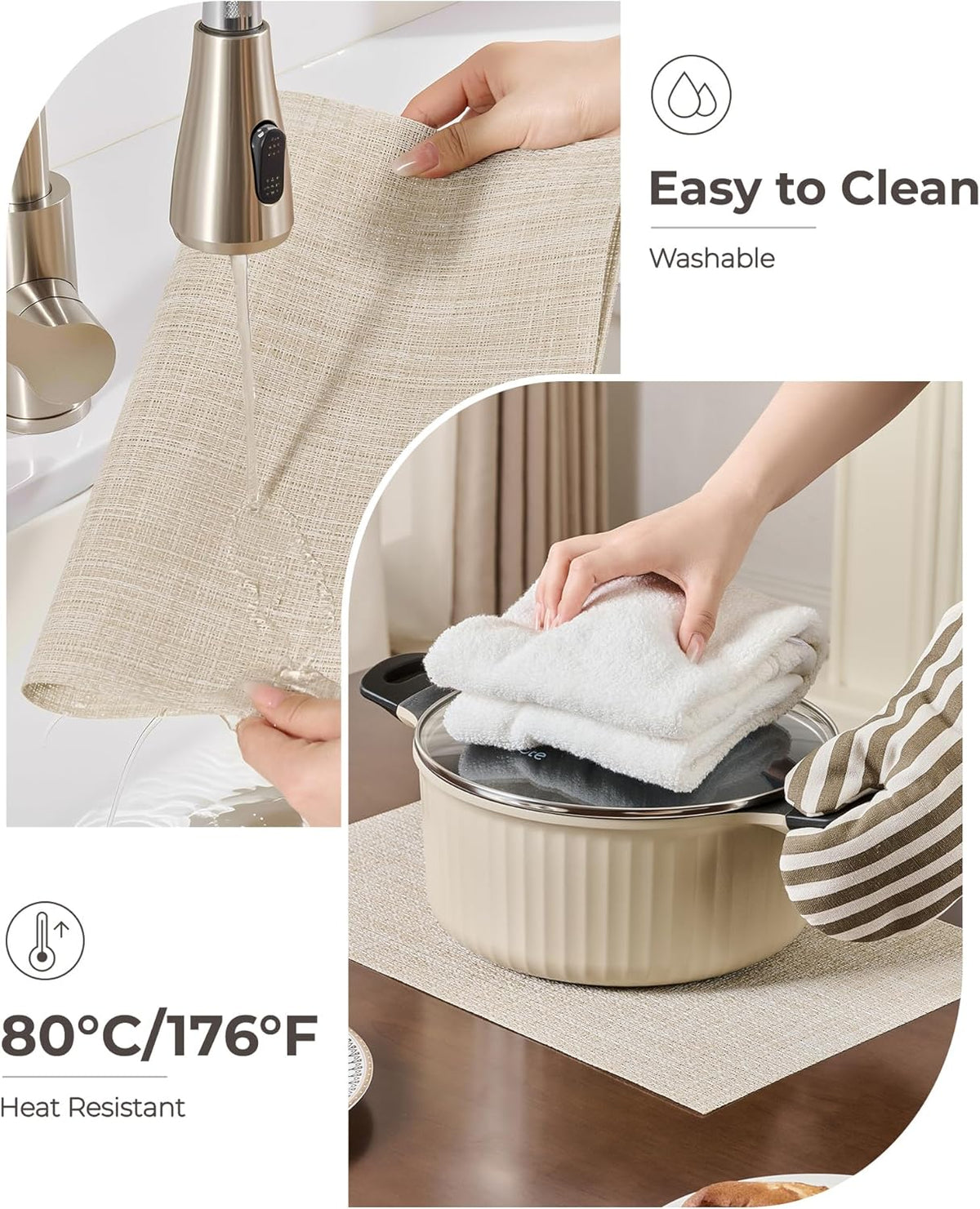 Leetaltree Beige Placemats Set of 12 - Heat Resistant Non-Slip Place mats for Dining Table