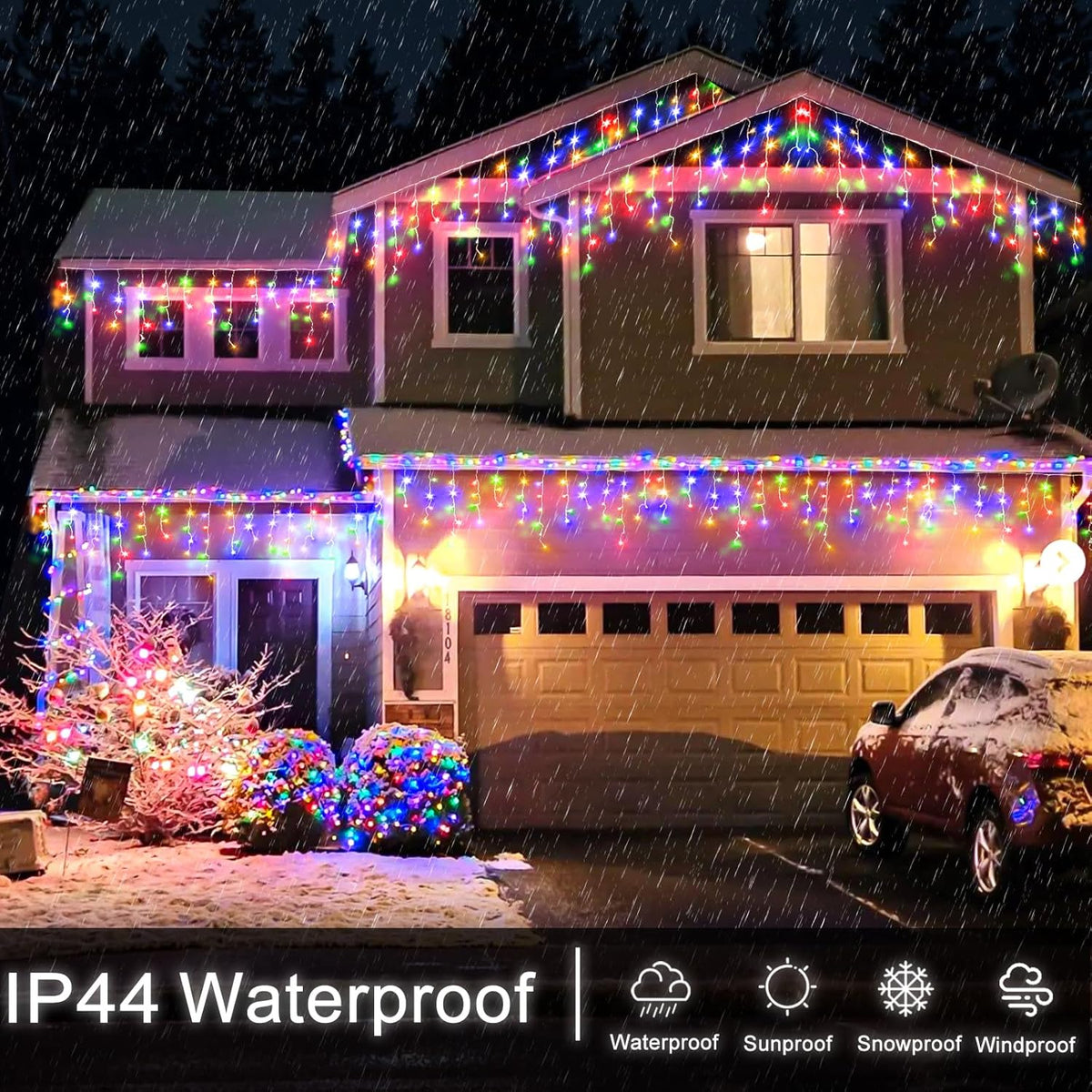 Icicle Christmas Lights Outdoor - 99FT 1216 LED Icicle Lights for Outside 8 Modes with 228 Drops