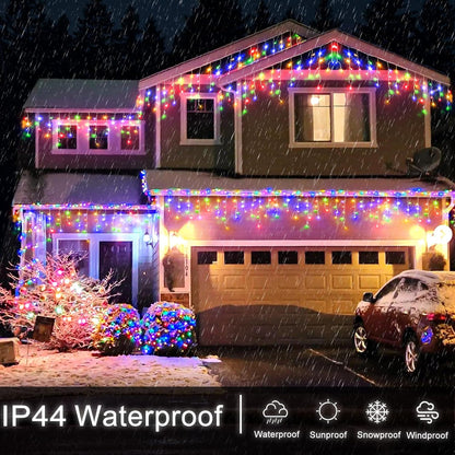 Icicle Christmas Lights Outdoor - 99FT 1216 LED Icicle Lights for Outside 8 Modes with 228 Drops