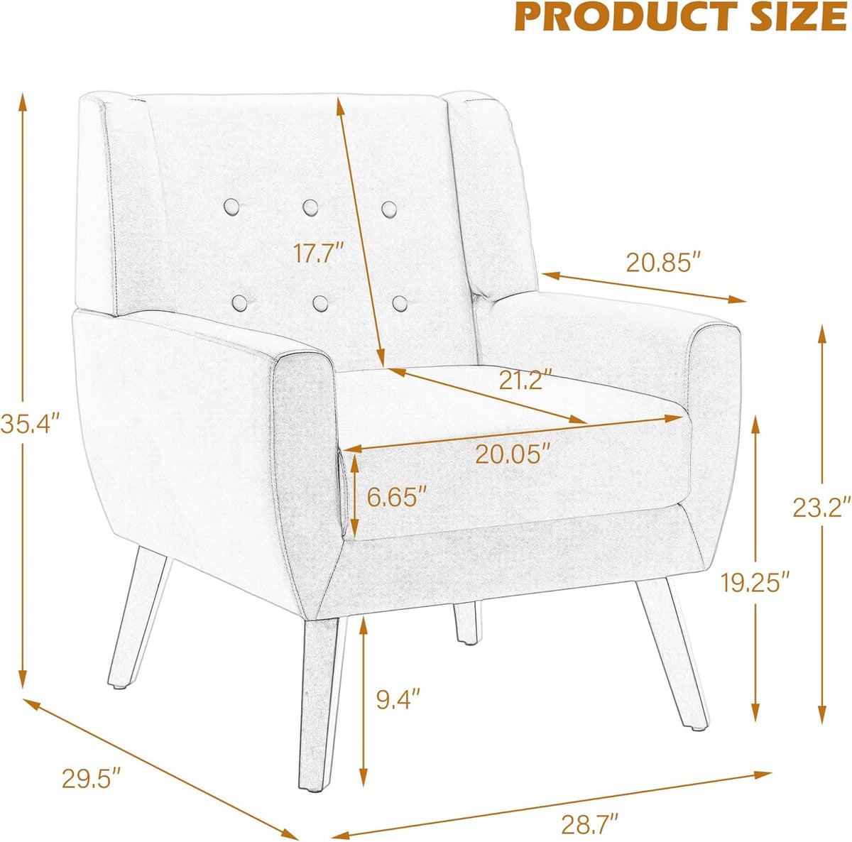 UIXE Faux Leather Accent Chair, Morden Upholstered Armchair for Living Room, Button Tufted Arm