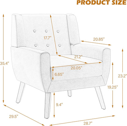 UIXE Faux Leather Accent Chair, Morden Upholstered Armchair for Living Room, Button Tufted Arm