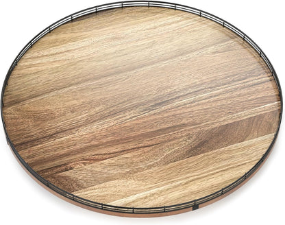 Acacia Wood 24" Lazy Susan Turntable Organizer for Table Top, Farmhouse Extra Large Round Lazy