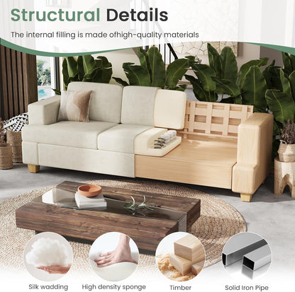 2 Piece Set Comfy Sofa Couch, 2 3-Seater Sofa with Deep Seats, Modern Sleeper Couch for Living