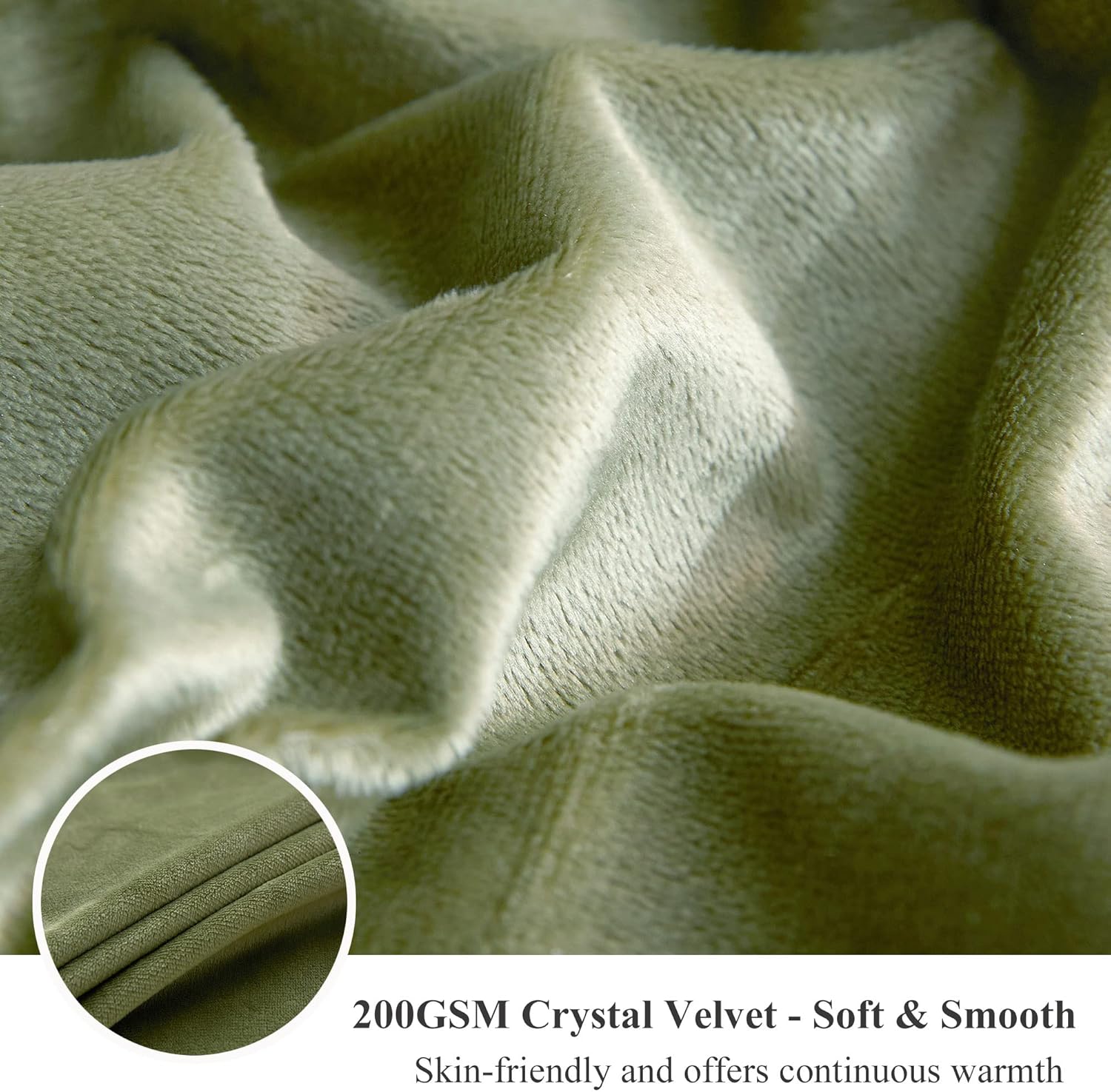 XeGe Luxury Faux Fur Blanket, Sage Green Soft Big Fluffy Throw, Shaggy Plush Decorative Couch