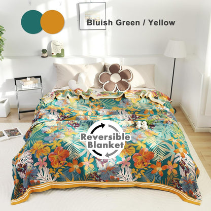 MSGKV Boho Throw Blanket for Couch and Sofa Cotton Blankets for Living Room Bedroom Reversable