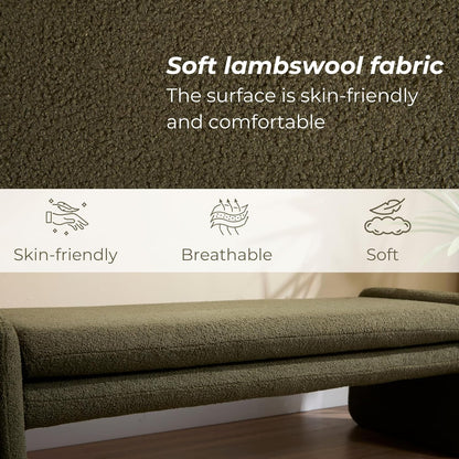 Green Boucle Bench 50" Sherpa End of Bed Bench Modern Upholstered Bench for Bedroom Entryway Living
