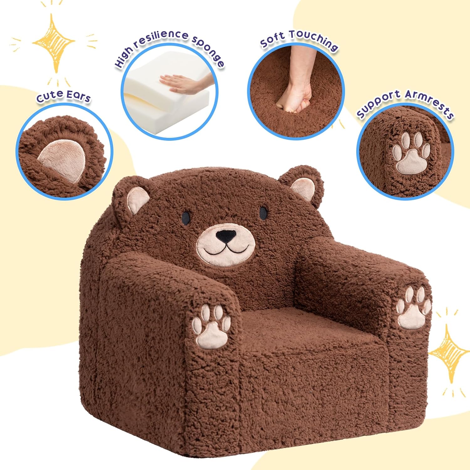 ALIMORDEN Animal Series Kid's Chair, Ultra-Soft Comfy Foam Filled Toddler Sofa Chair, Cute