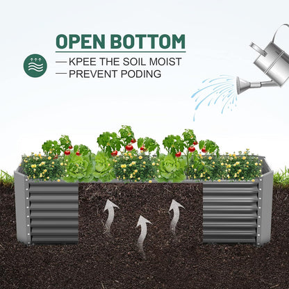 Land Guard 6×3×2 ft Galvanized Raised Garden Bed Kit, Galvanized Planter Raised Garden Boxes