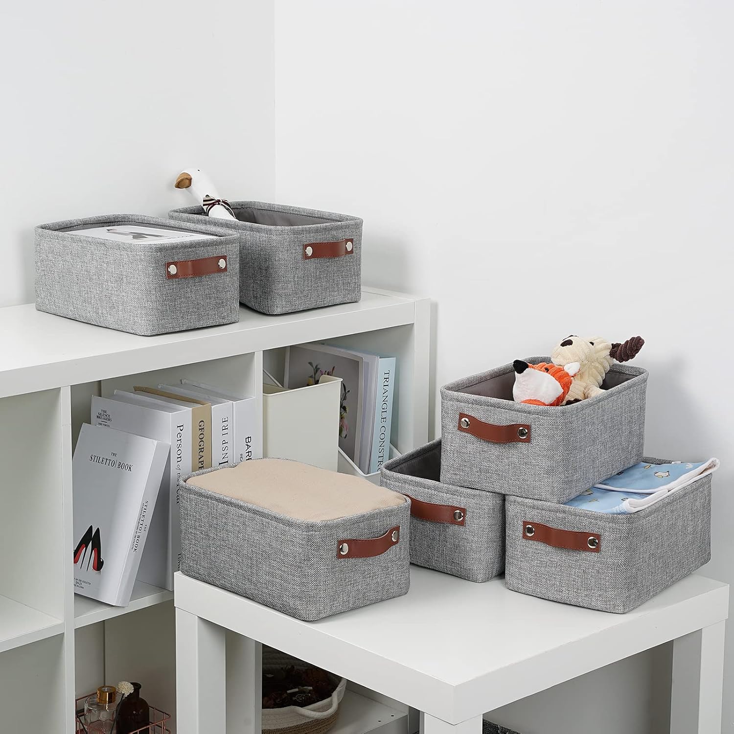 DULLEMELO Small Storage Baskets 11.8"x7.9"x5.1", Fabric Storage Bins for